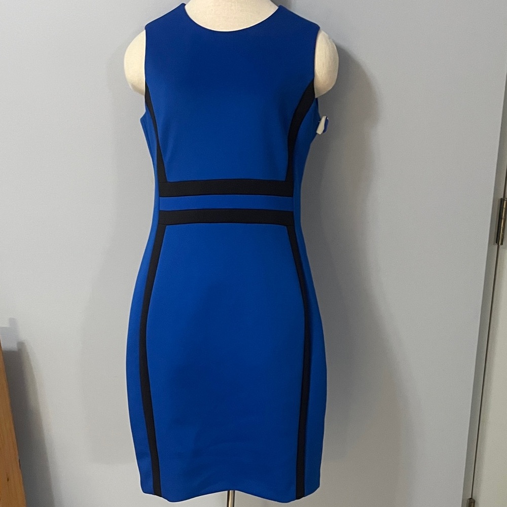 Calvin Klein Blue and Black Midi Dress